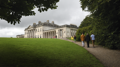 Visitors approaching Castle Coole, County Fermanagh, Northern Ireland.